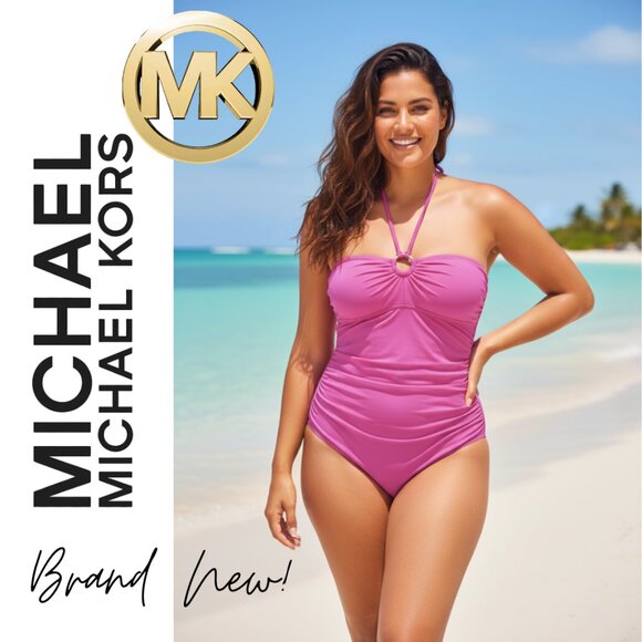 Michael Kors Swimsuit | Women's Size 14 | Pink | Halter Padded | New w/ Straps - Picture 1 of 8